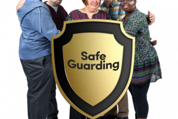 people with a safeguarding shield