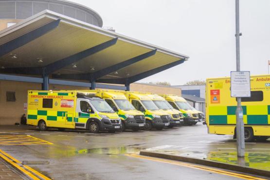 Ambulances waiting at Queen's Hospital